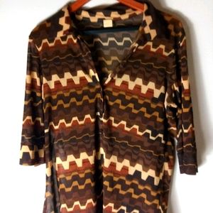 Anna M Vintage Browns Retro Polo Top M